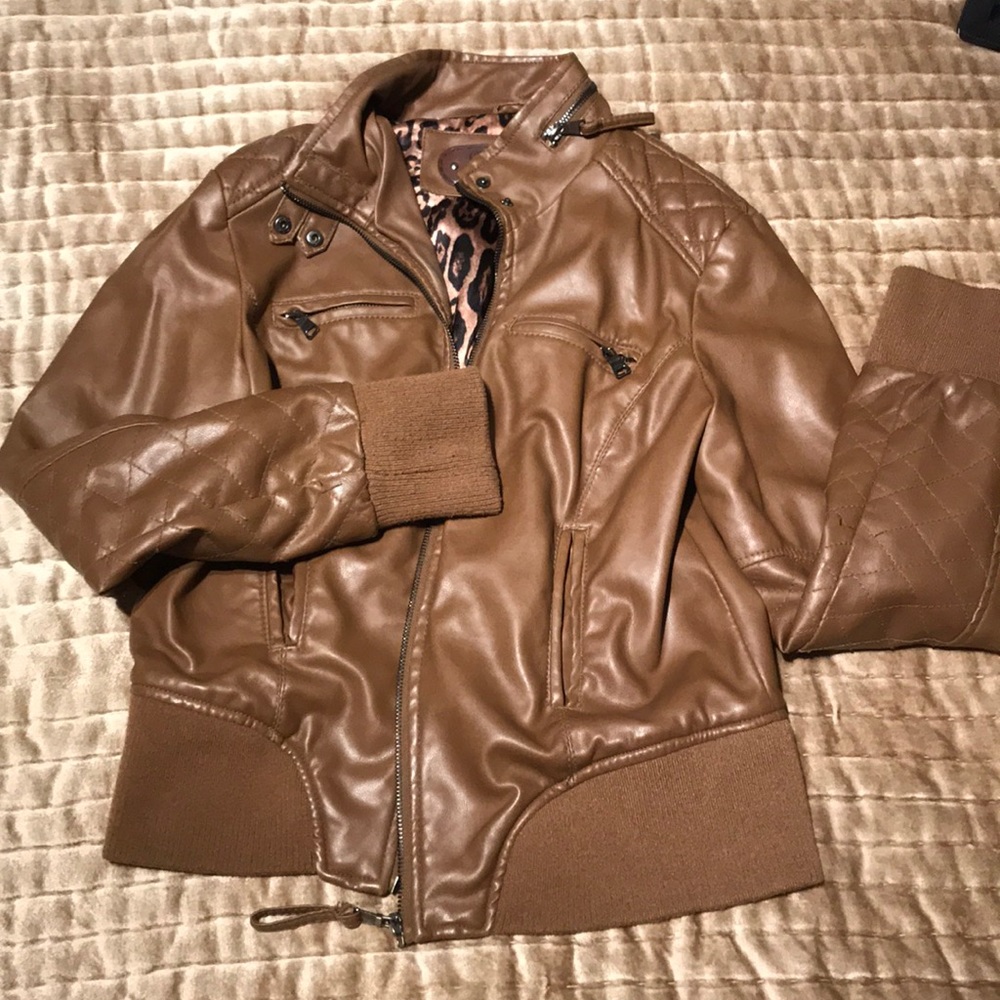 Women’s brown pleather jacket ci sono size large